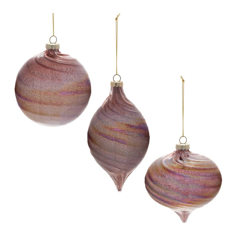 Iridescent Swirl Glass Ornament (Set of 6) - N/A