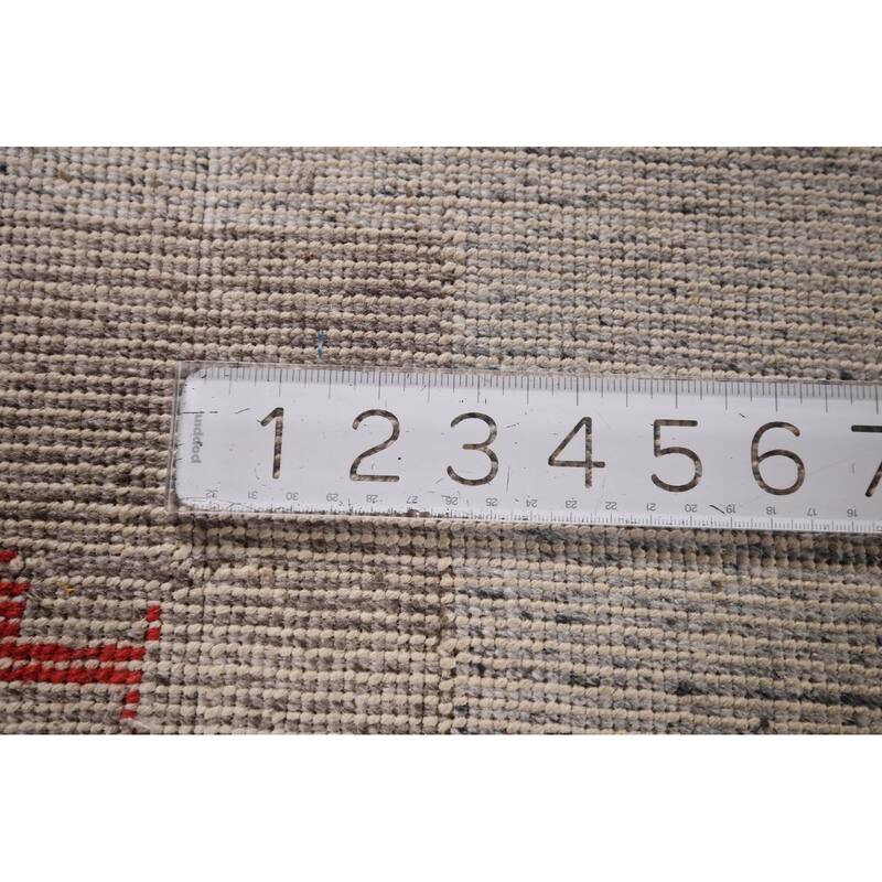 Gabbeh Indian Area Rug Hand-Knotted Tribal Beige Wool Carpet - 6'8"x 8'1"