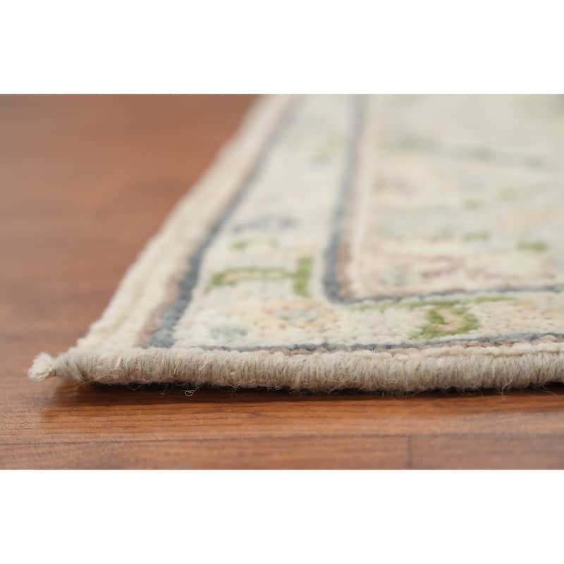 Hand Knotted Oriental 100% Wool Carpet Transitional Geometric Greys & Charcoal Oushak Area Rug - 6' 6'' X 5' 3''