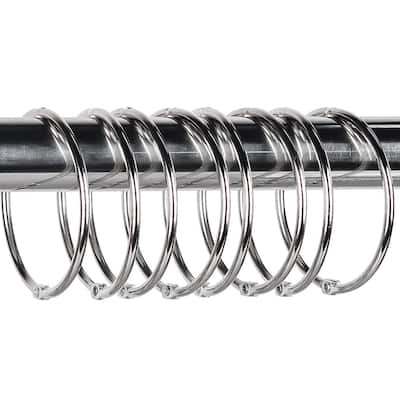 12 Piece Set - Chrome Rings Circles Hooks Heavy Duty Shower Curtain Hooks Rings Rustproof Metal
