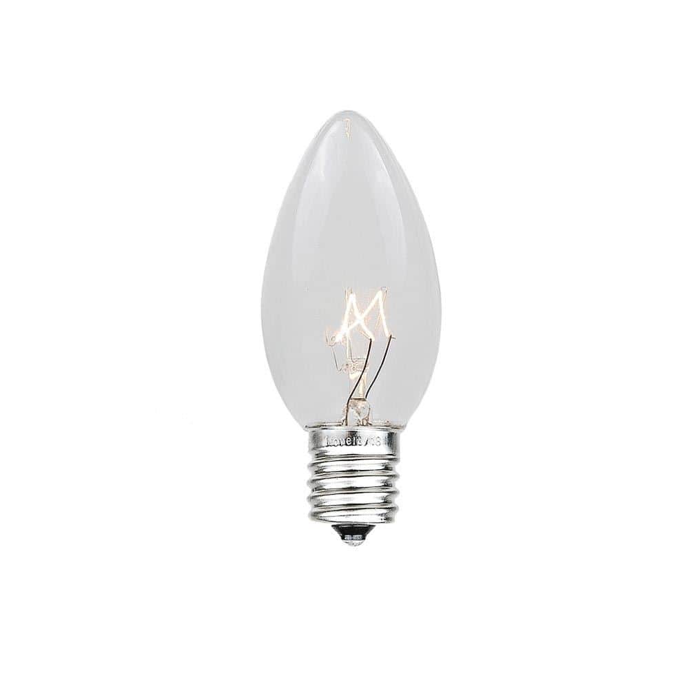 25 Pack C7 Outdoor Christmas Replacement Bulbs, Clear, C7/E12 Candelabra Base - Clear
