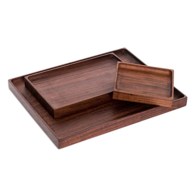 Novica Handmade At Your Service Wood Trays (Set Of 3)