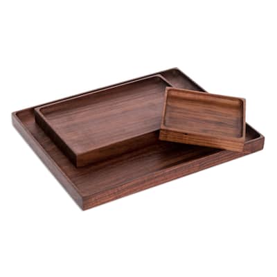 Novica Handmade At Your Service Wood Trays (Set Of 3)