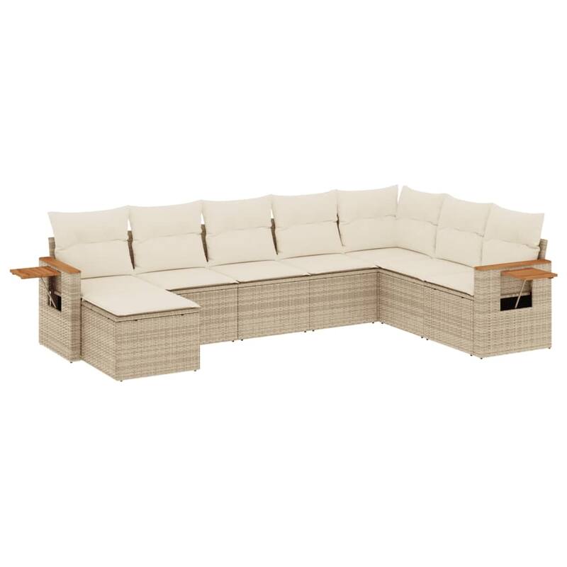 vidaXL Patio Sofa Set with Cushions Outdoor Conversation Furniture Poly Rattan - 21.7 x 21.7 x 14.6 in