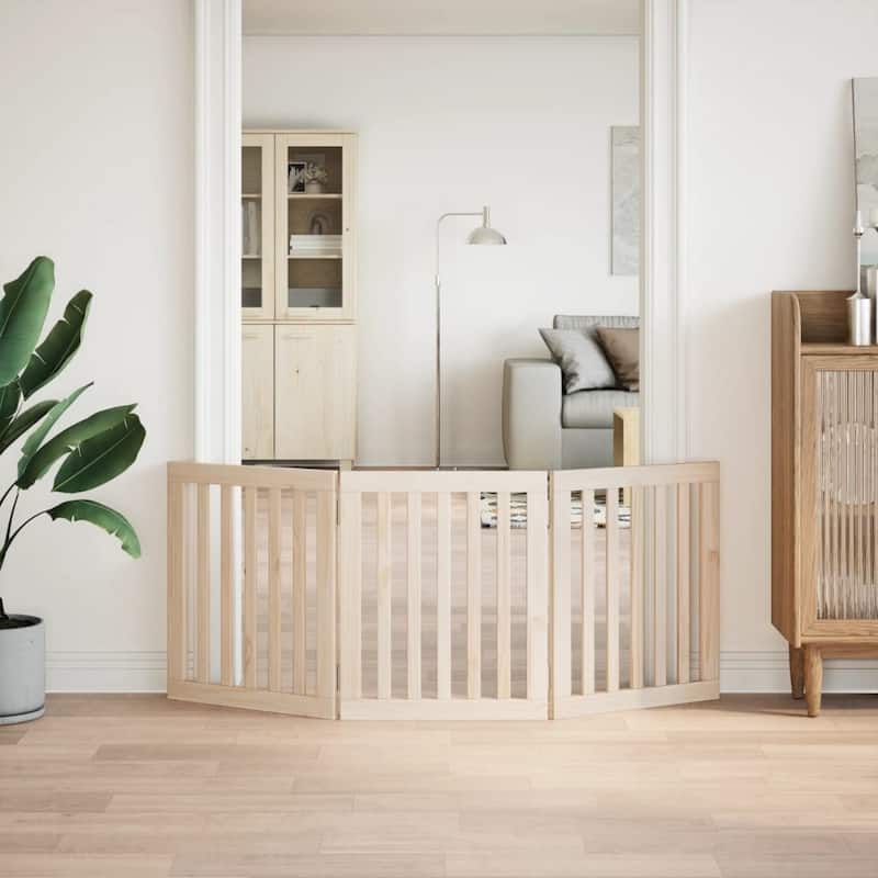 vidaXL Dog Gate Poplar wood Foldable Dog Gate Rectangular