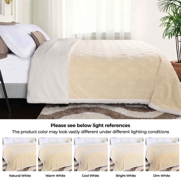 Home Soft Things Boon Jacquard Sherpa Überwurfdecke - 127x152 Cm, Goldfarben, Kuschelweich