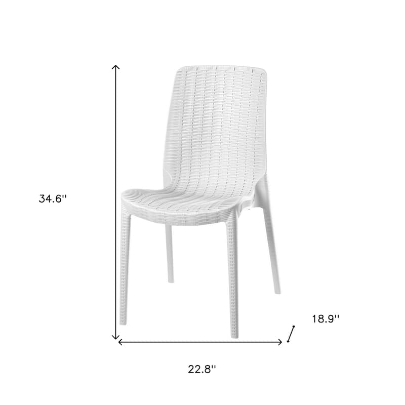 Set of Four White Heavy Duty Plastic Outdoor Stacking Dining Chairs