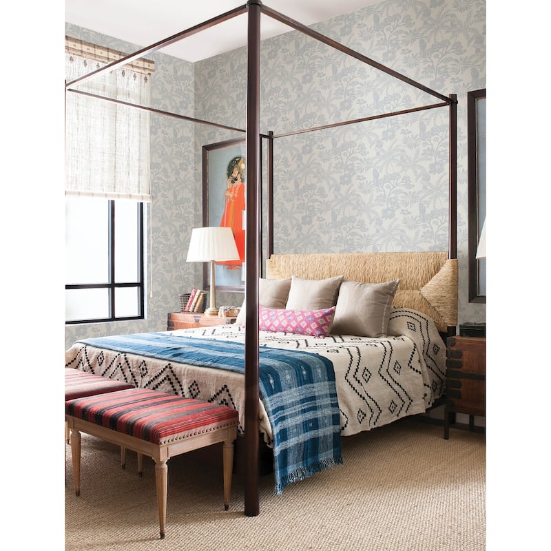 A-Street Prints Jacaranda Light Blue Tropical Trail Wallpaper