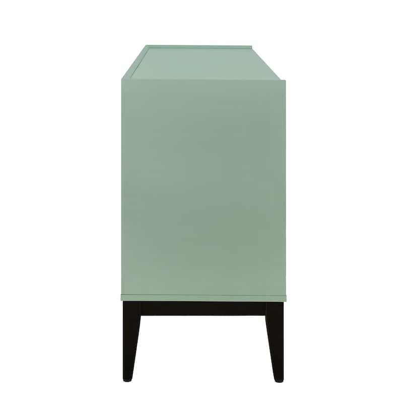 4-Door Wooden Storage Sideboard with Adjustable Shelves for Living Room, Hallway, Entryway - MDF and Solid Wood Construction