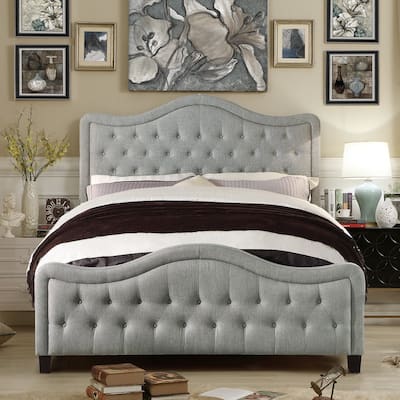 Adella Linen Waved Top Upholstery Platform Bed with Footboard by Moser Bay Furniture
