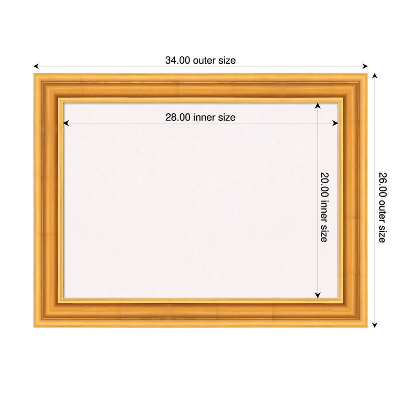 Sierra Gold Wood Framed Cork Board - Bulletin Board, Organization Board, Pin Board - White - 34 x 26 in