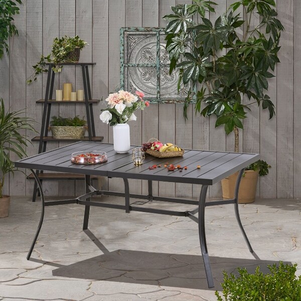 black metal patio dining table