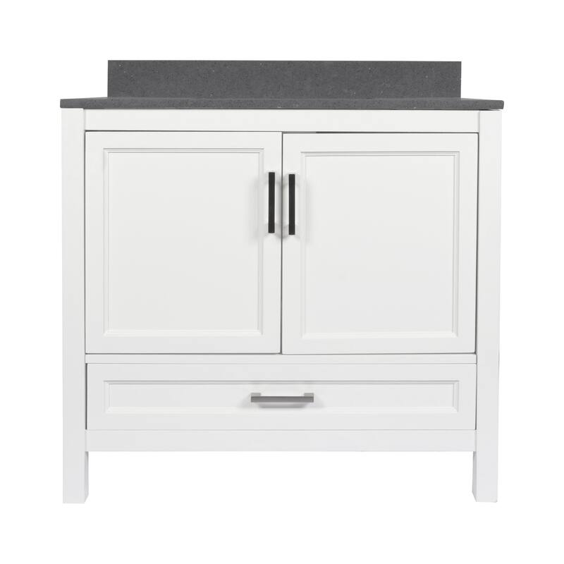 Nevado 37" Bathroom Vanity with Cultured Marble Vanity Top Sink in White with White Basin