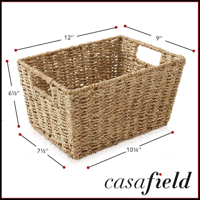 4pk Hyacinth Seagrass Storage Baskets with Handles for Shelves