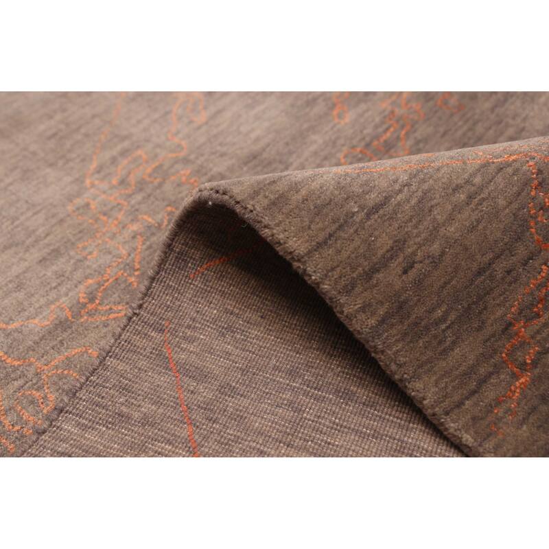 ECARPETGALLERY Hand Loomed Loreto Grey Viscose, Wool Rug - 5'4 x 7'7