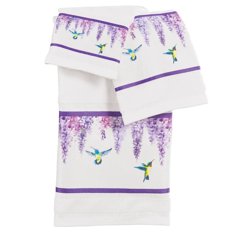 Colorful Hummingbird Purple Wisteria 3-Piece Towel Set - 9.250 x 6.500 x 3.350