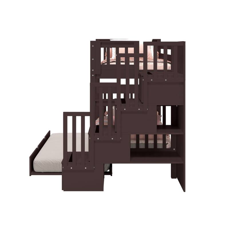 Taylor & Olive Trillium Tall Twin over Twin Stairway Bunk Bed, Trundle