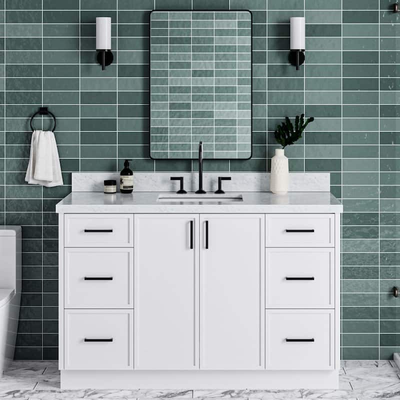Ariel K55CWRVO Kelly 55" Free Standing Single Basin Vanity Set with - White
