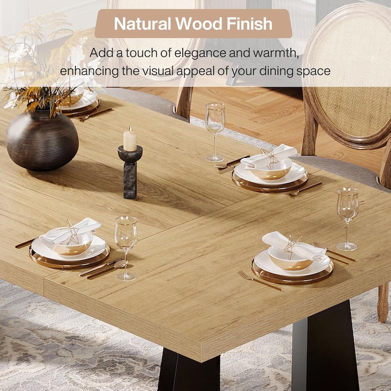 71" Farmhouse Dining Table for 6-8, Large Rustic Rectangular Kitchen & Dinner Table with Solid Wood Legs