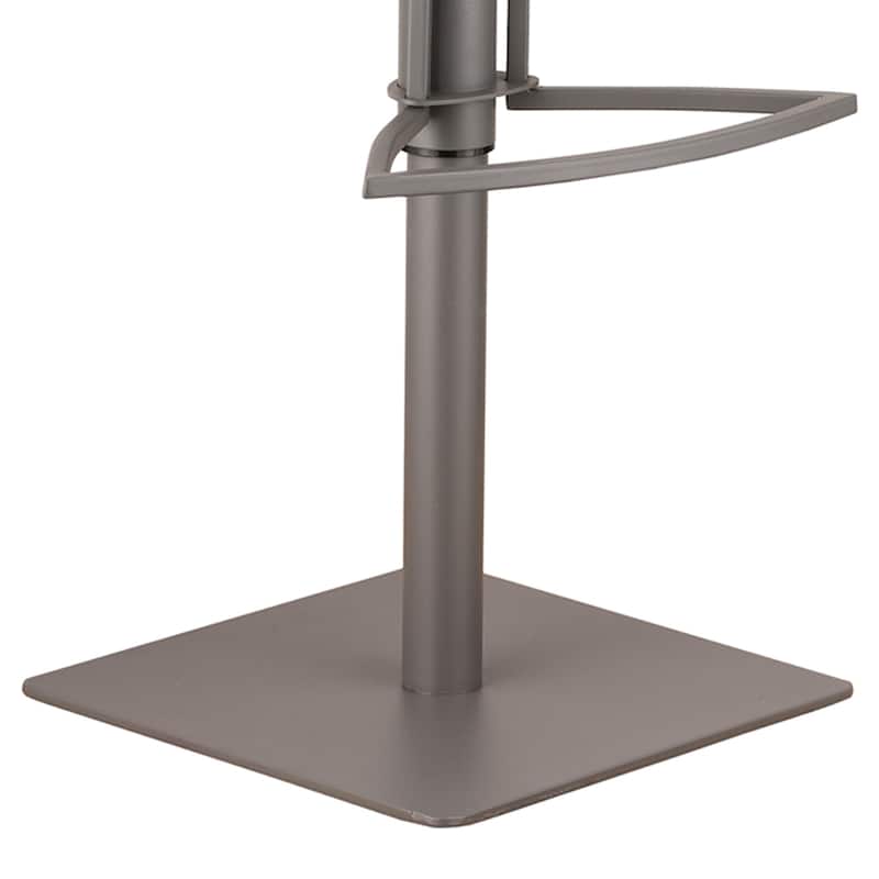 Grey Faux Leather Armless Swivel Bar Stool with Grey Metal Base - 43" x 16" x 17"