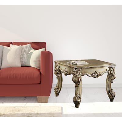 HomeRoots 26" Gold Patina Manufactured Wood Square End Table - 26' X '26' X '26
