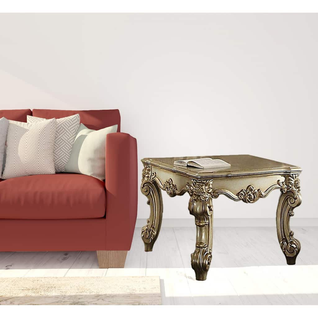HomeRoots 26" Gold Patina Manufactured Wood Square End Table - 26' X '26' X '26