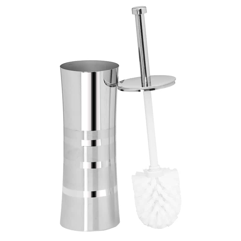 Bath Bliss Stainless Steel Toilet Brush and Holder in Two Tone - 3.94" x 3.94" x 14.17"