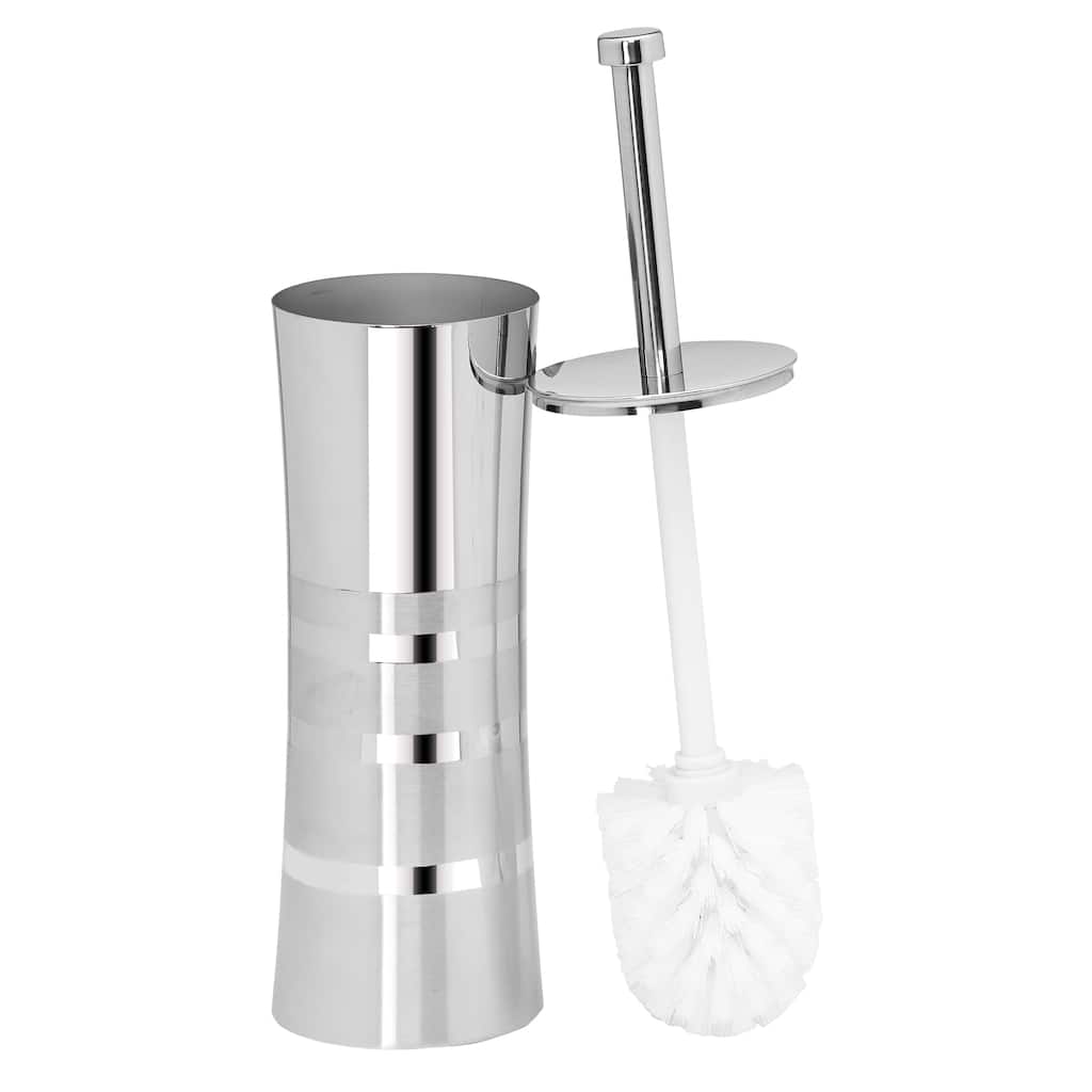 Bath Bliss Stainless Steel Toilet Brush and Holder in Two Tone - 3.94" x 3.94" x 14.17"