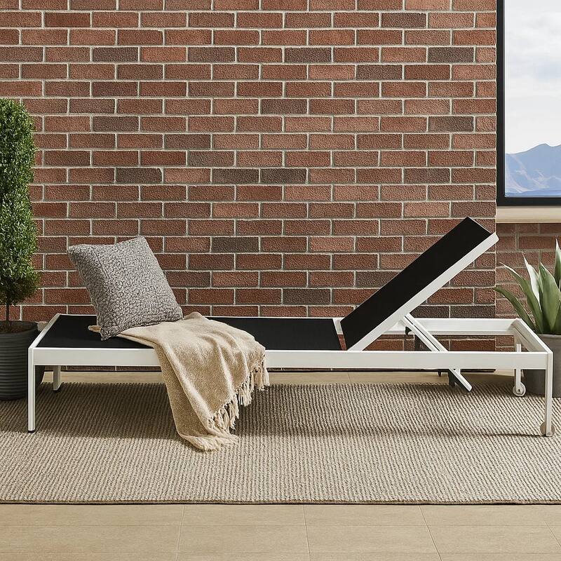 Anodized Aluminum Modern Patio Lounger in White and Black