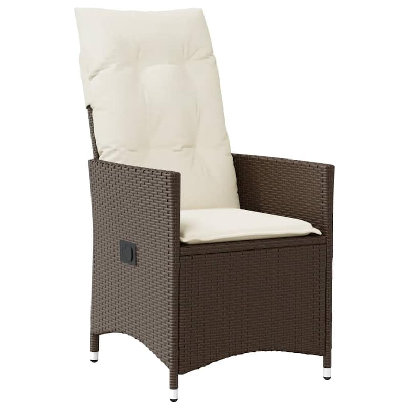 vidaXL 5 Piece Patio Dining Set with Cushions Brown Poly Rattan - 79.4x36.2x100.8