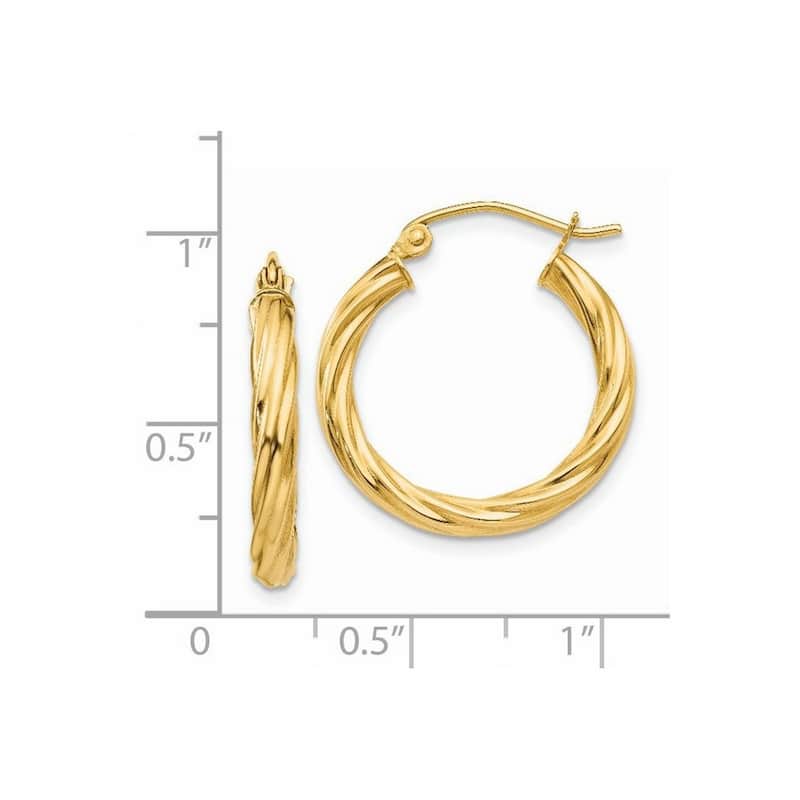 Curata 14k Yellow Gold Polished 20x3.25mm Twisted Hoop Earring