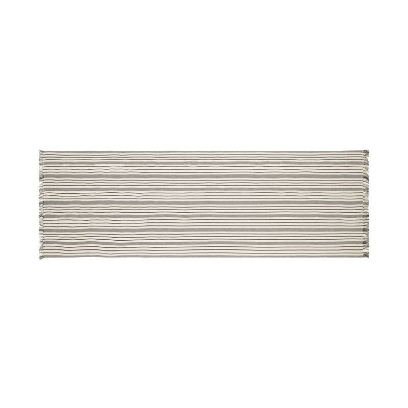 French Home 18" x 57" Black and Cream Multi-Striped Table Runner - 18" x 57"
