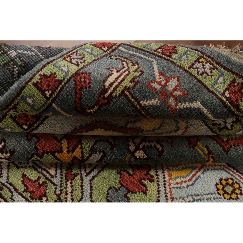 Animals Design Heriz Serapi Indian Area Rug Hand-Knotted Wool Carpet - 7'11" x 9'11"
