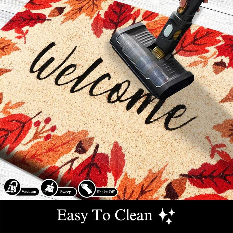 A1HC Natural Coco Coir Door Mat with Heavy Duty Non-Slip PVC Backing - 18" x 30" - Easy to Clean