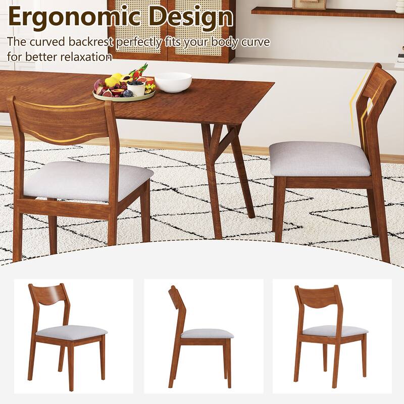 Gymax Wooden Dining Chair Set of 4 w/ Rubber Wood Frame Wide Padded