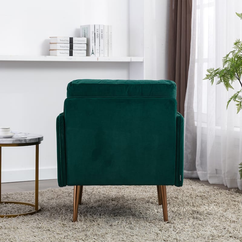 Velvet Upholstered Tufted Accent Chair With Rose Golden feet