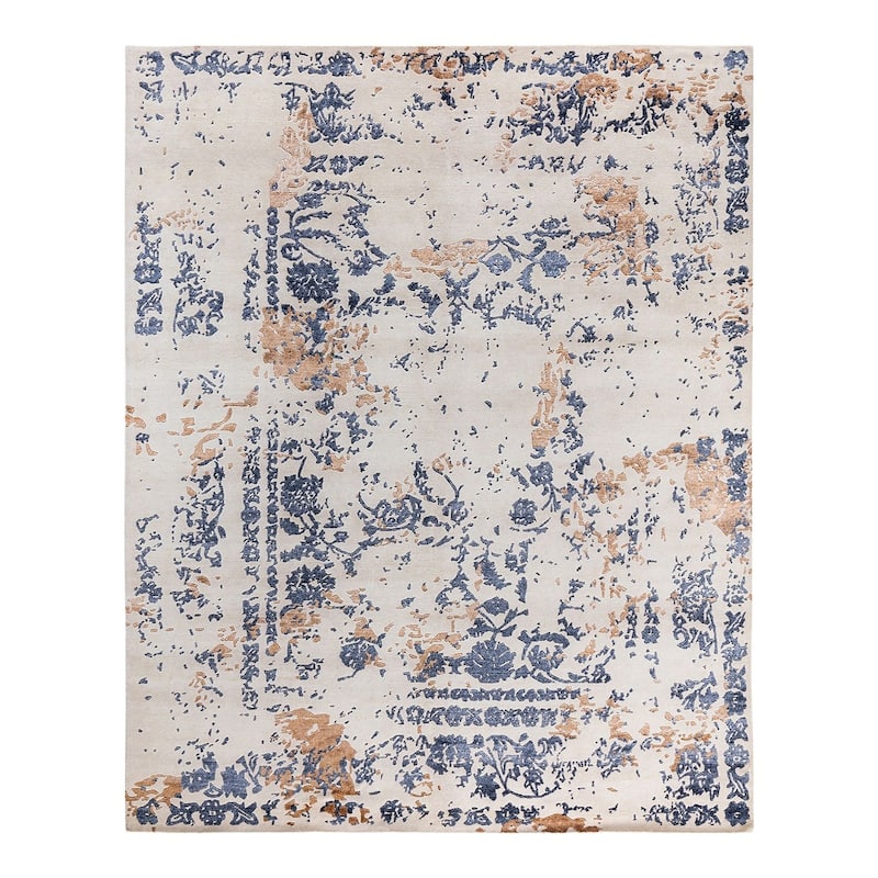 Modern One-of-a-Kind Hand-Knotted Area Rug, Beige - 8' 2" x 10' 1"