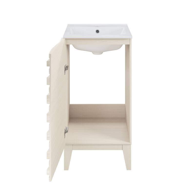 Cascade 18" Freestanding Bathroom Vanity In White Oak With Sink Top - 18