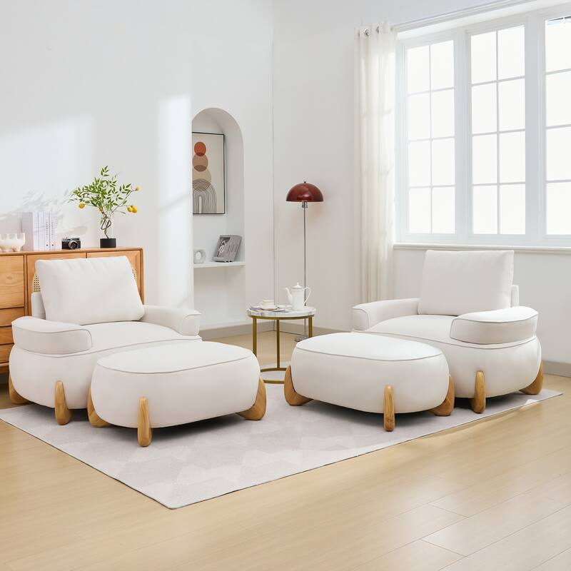 Oversized Velvet Accent Armchair with a Large Removable Ottoman