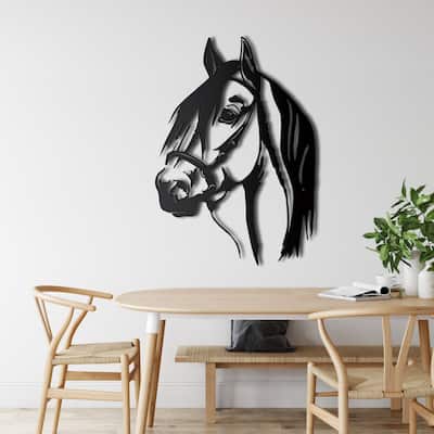 Horse Head Metal Wall Decor for Home and Outside - Wall-Mounted Geometric Wall Art Decor