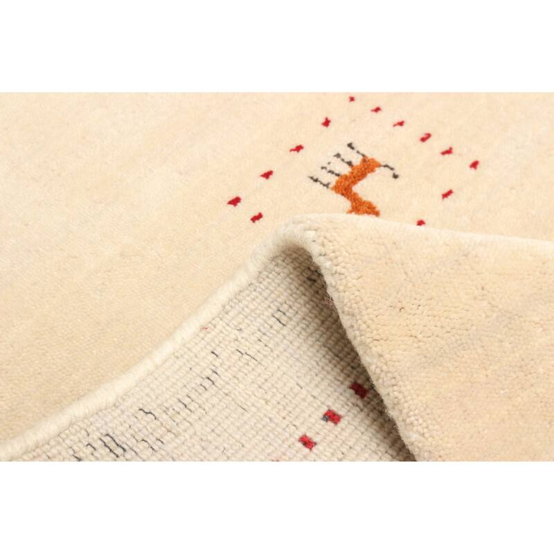 ECARPETGALLERY Hand Loomed Kashkuli Gabbeh Cream Wool Rug - 3'1 x 4'10