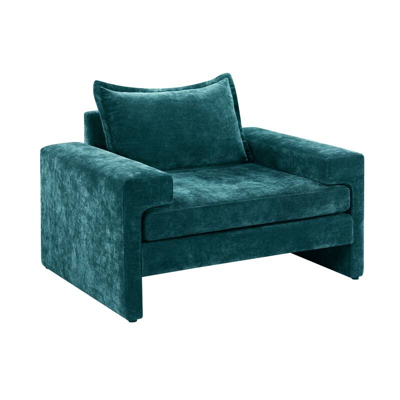 Roomfitters Chenille Upholstered Accent Armchair with Wide Armrests, Ergonomic Lounge Chair