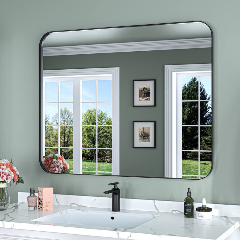 TOOLKISS Aluminum Alloy Round & Right Angle Frame Vanity Mirror