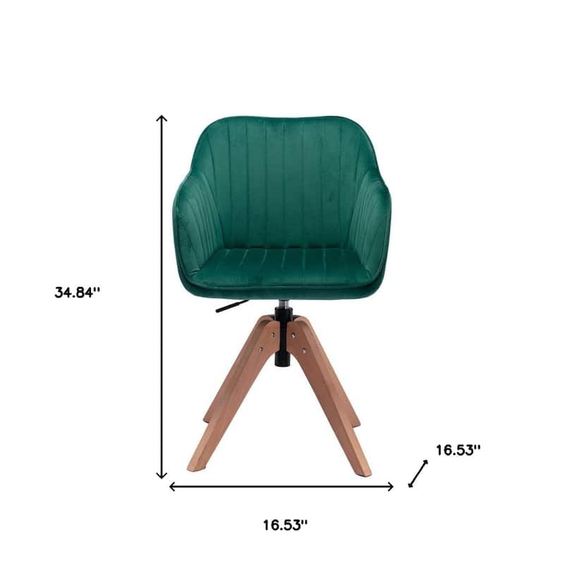 Modern Velvet Tufted Dining Armchair with Swivel and Solid Wood Legs Upholstered Accent Seat - 34.84”H x 16.53”W x 16.53”D