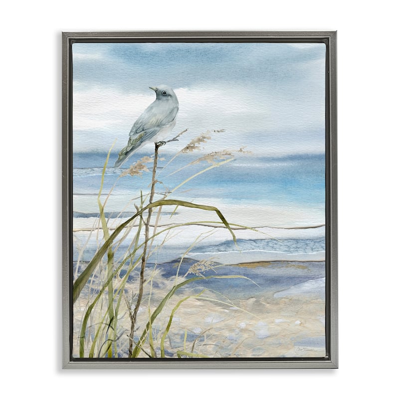 Stupell Bird on Beach Shore Framed Floater Canvas Wall Art Design by Carol Robinson