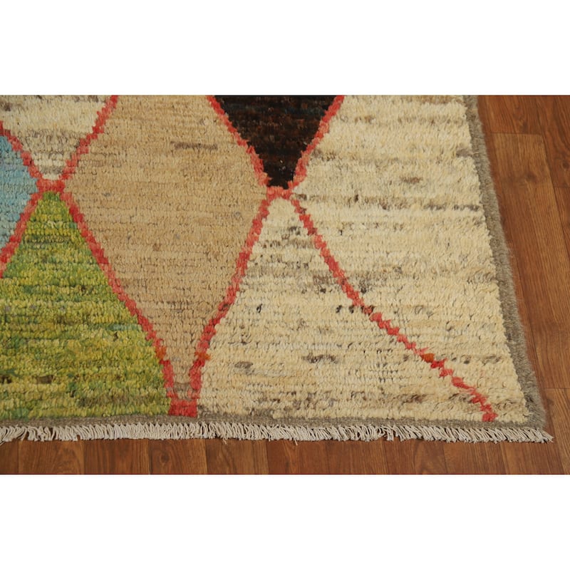 Trellis Moroccan Oriental Area Rug Hand-Knotted Modern Wool Carpet - 6'7" x 9'0"