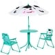 preview thumbnail 1 of 3, Outdoor Dairy Cow Pattern Kids Folding Table and Chair Set with Adjustable Sun Umbrella White & Green