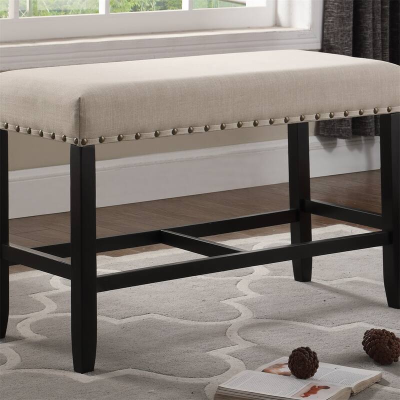 Fabric Counter Height Dining Bench with Nailhead Trim