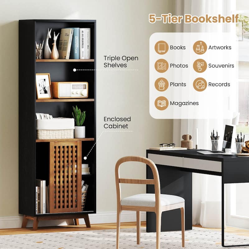 Costway 70” Bookshelf, 5-Tier Bookcase with Reversible Adjustable - See Details