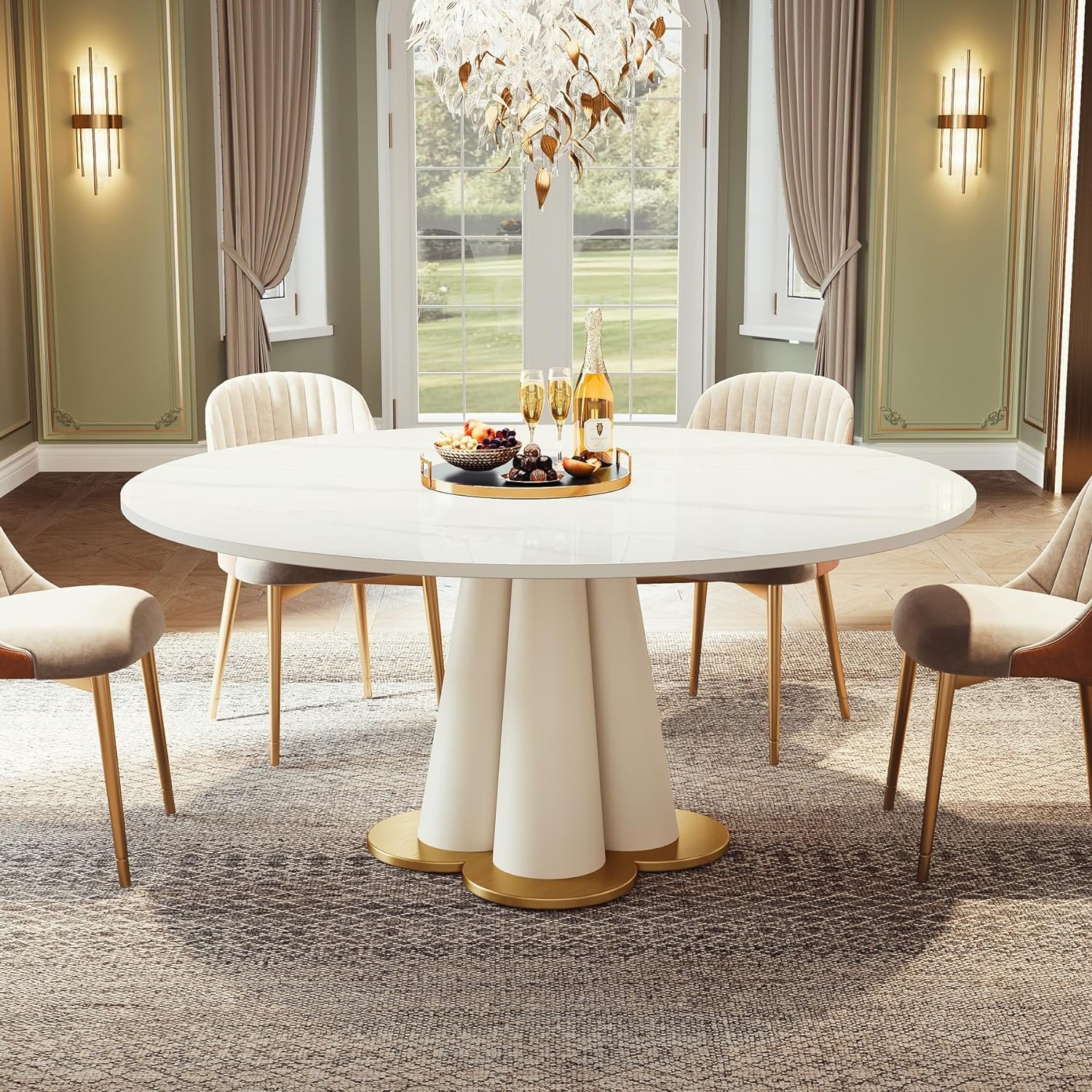 Furniture of america champagne online glam round dining table